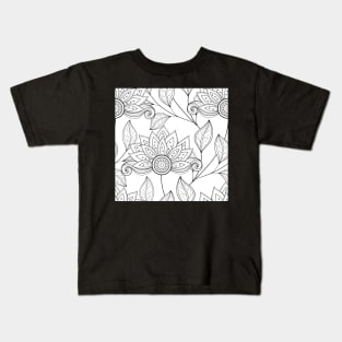 Non Colored Pattern with Floral Motifs Kids T-Shirt